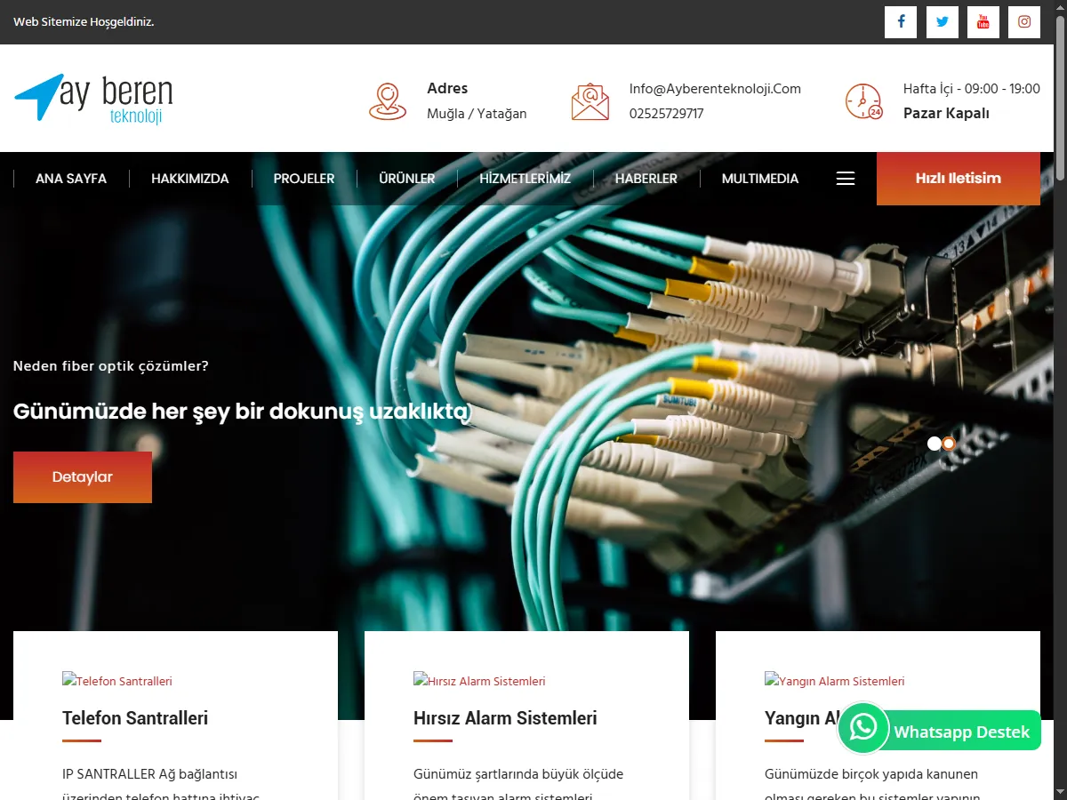 Ayberen Teknoloji güvenlik kamera sistemleri web sitesi ana sayfası