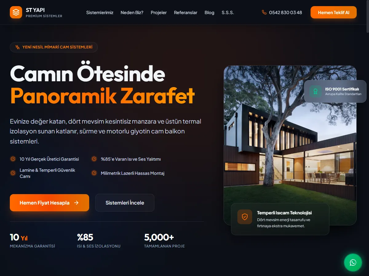 ST Yapı cam balkon sistemleri kurumsal web sitesi ana sayfası